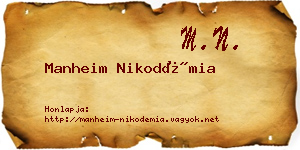 Manheim Nikodémia névjegykártya